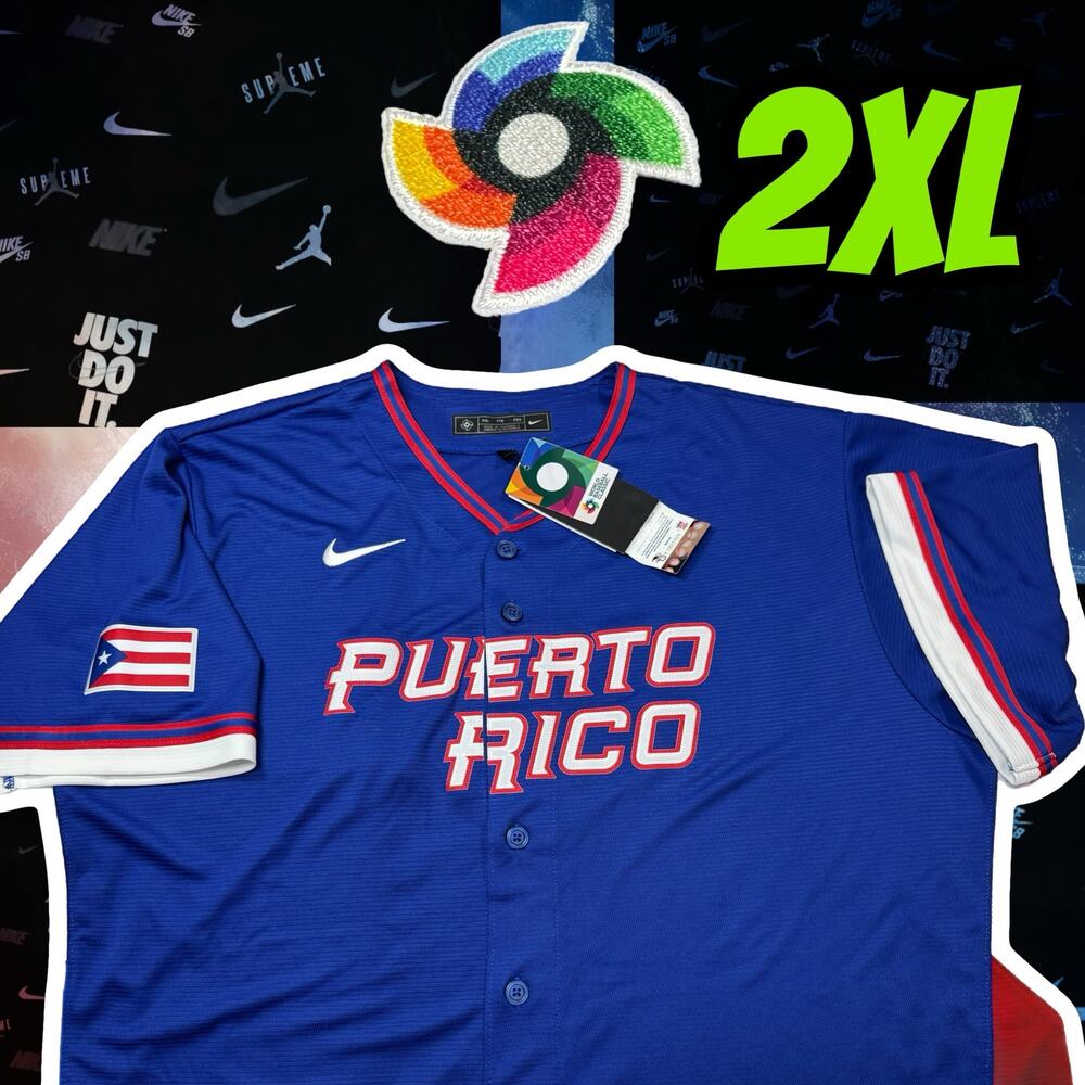 Nike Puerto Rico World Baseball Classic Jersey Mens 2XL Blue New With Tags